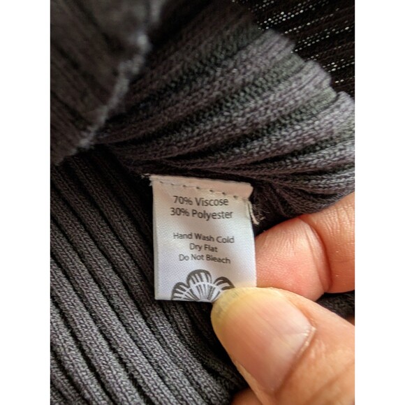 Lesley Evers Taylor Black Ribbed Knit Sweater Size 2X Top Classic City - Picture 5 of 7